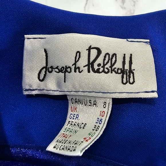 Joseph Ribkoff Dress Women 8 Medium Royal Blue Bodycon Pencil Mini Stretch Twist - Picture 3 of 10